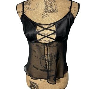 Vintage Frederick's of Hollywood Black Sheer and Satin Camisole